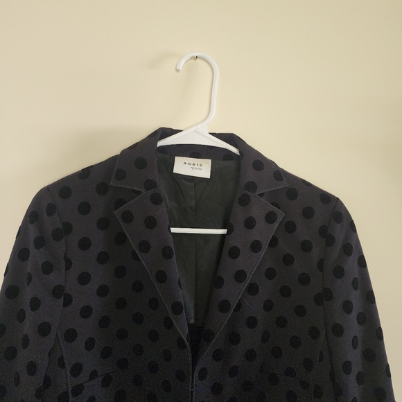 Akris Punto Black Velvet Polka Dot Blazer Jacket Size 10 - Picture 5 of 16